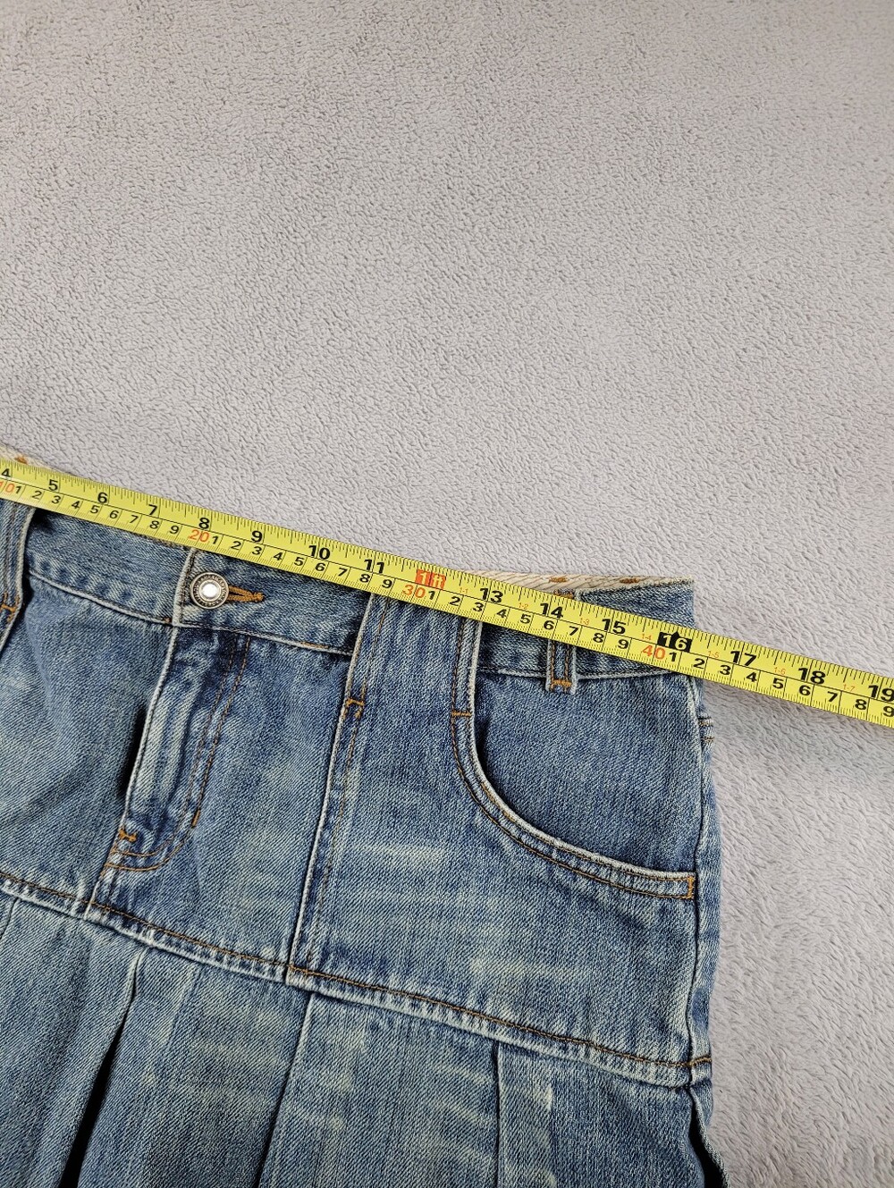 American Eagle Outfitters Light Blue Denim Pleated Mini Skirt Y2K - Picture 4 of 10
